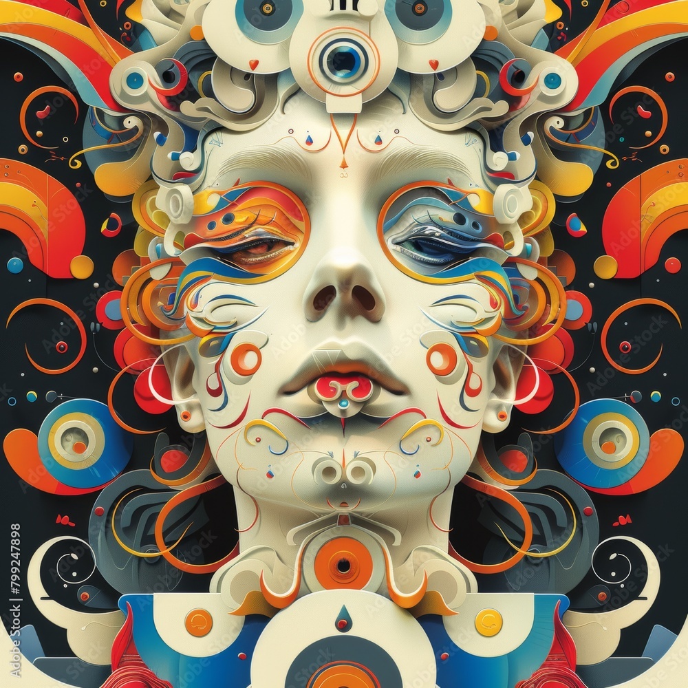 Naklejka premium Surreal Portrait of Colorful Abstraction