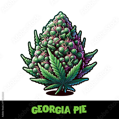 Vector Illustrated Georgia Pie Cannabis Bud Strain Cartoon (ID: 799249041)