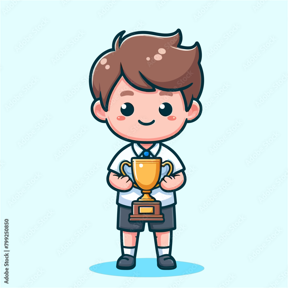 Illustration Vector of Student Boy Holding the Cup Illustration Vector of Student Boy Holding the Cup
