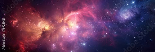 Cosmic Shine. Colorful Space Background with Stars, Nebula and Galaxies for your Banner