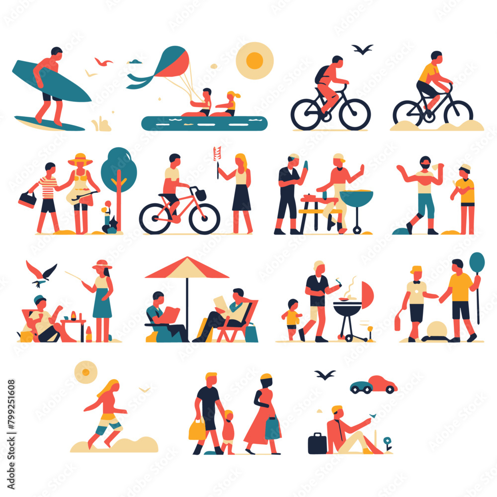 Sunlit Summer Activity Vector Design Elements: Brighten Your Projects with Vibrant Seasonal Graphics