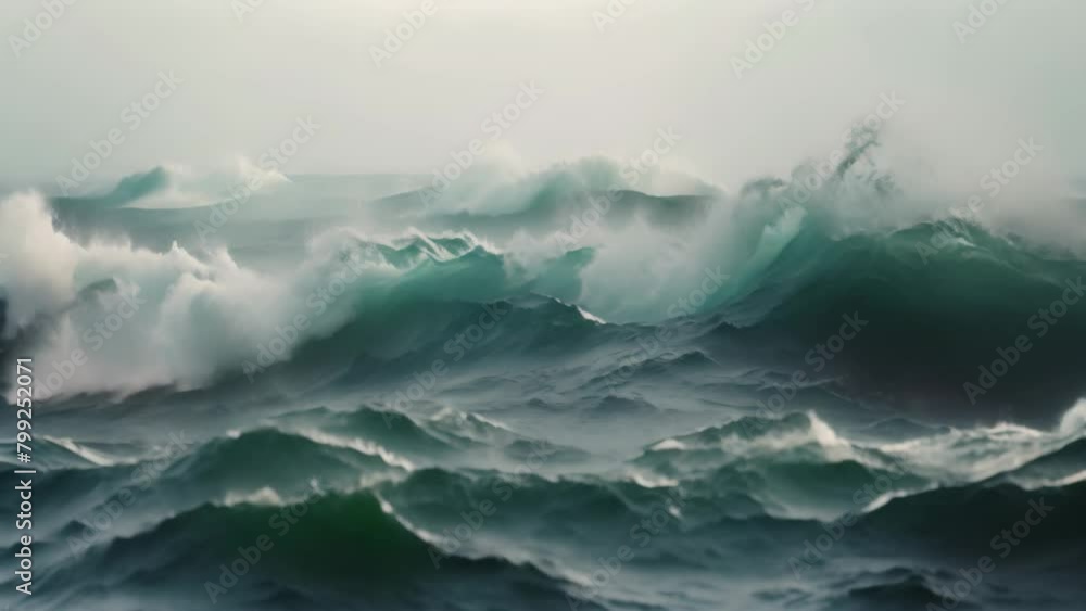A large body of water covered in powerful waves crashing onto the shoreline with force, Unsettled, choppy ocean waves in an unrestful sea A large body of water covered in powerful waves crashing onto the shoreline with force, Unsettled, choppy ocean waves in an unrestful sea