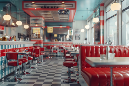 retro burger joint. modern day burger restarurant with a retro look. photo