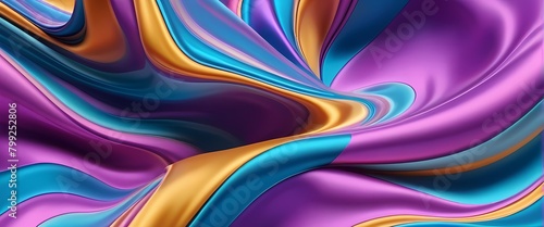 The colorful background of silk fabric, smooth and shiny like a rainbow 