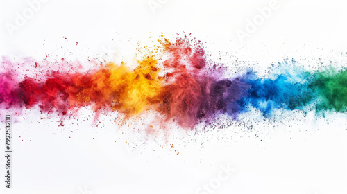 Vibrant powder explosion captured against a pristine white background