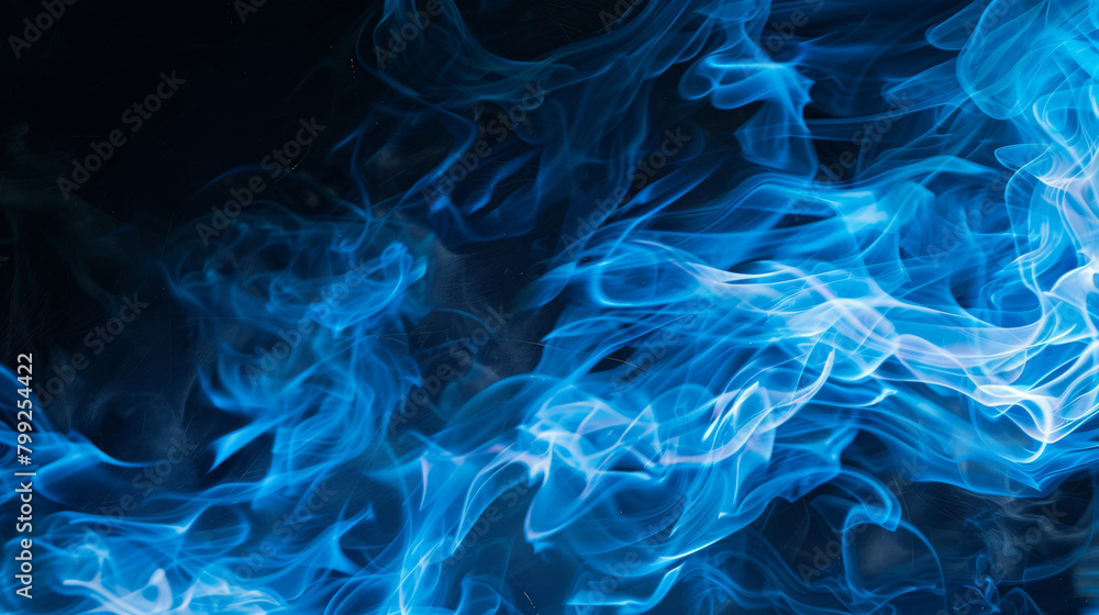Captivating image of swirling blue smoke patterns against a deep black backdrop