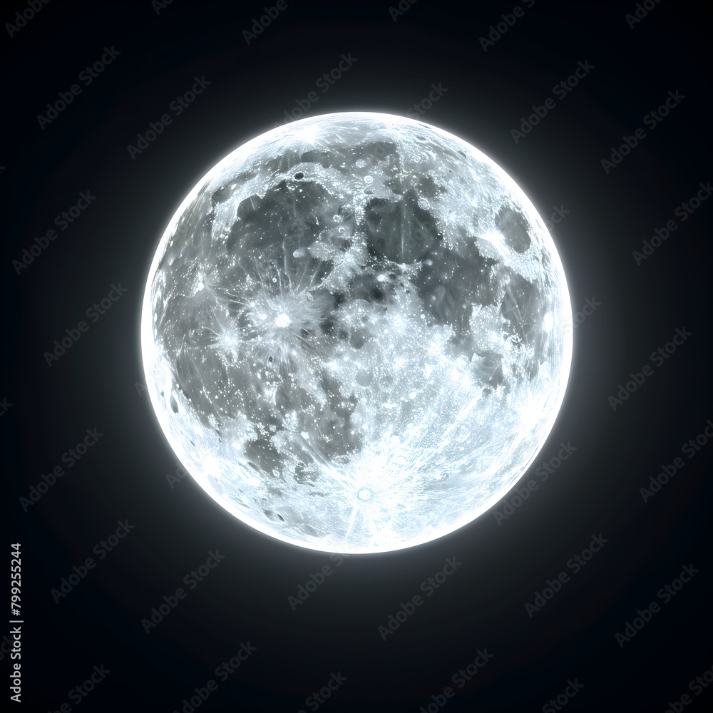 Naklejka premium Realistic Moon on Black Background