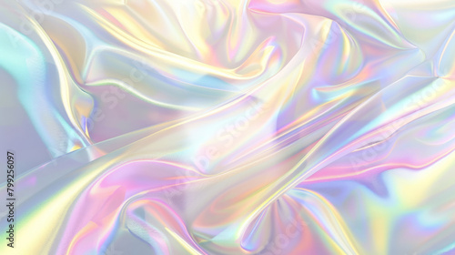 Elegant shiny silk cloth with iridescent pastel hues flowing gracefully