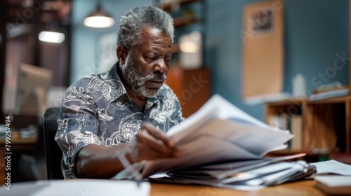 Senior Man Reviewing Important Documents