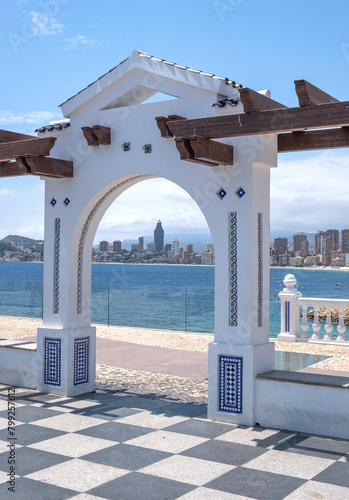 Konstfotografi View from the Balcony of the Mediterranean sea, Mirador del Castillo, Benidorm,