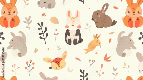 Adorable Animal for Baby Room Decor in Charming Flat Design