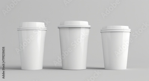 Small Medium Large Size Paper Coffee Cups in White. Hot Drink Cup in Three Sizes - Blank Template