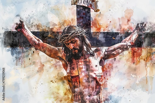 Powerful Watercolor Depiction of the Crucifixion of Jesus Christ