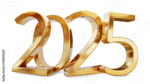 2025 golden symbol new year isolated metallic gold colored as luxury numbers