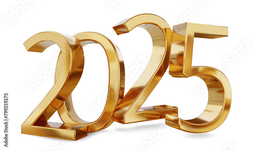 2025 golden symbol new year isolated metallic gold colored as luxury numbers