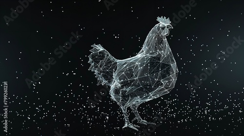 Chicken and Egg. Low Poly Wireframe. Vector Illustration © Umar