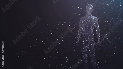 Classic Proportion Man Low Poly Wireframe. Vector Illustration photo