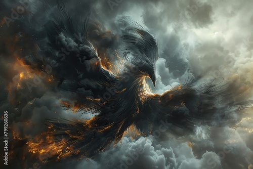 Digital artwork of a phoenix in subdued colors, representing rebirth from burnout