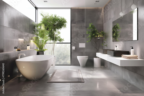 Modernes Badezimmer nach professionellem Innenausbau photo