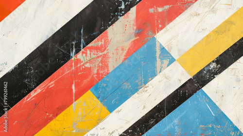 Background with diagonal stripes and distressed, grunge style in vibrant colors