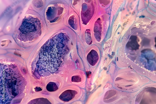 Human Compact Bone Tissue Histology under Microscope View for Medical Education and Research photo