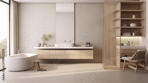 Modern bathroom design in a minimalist style. © Jaroon