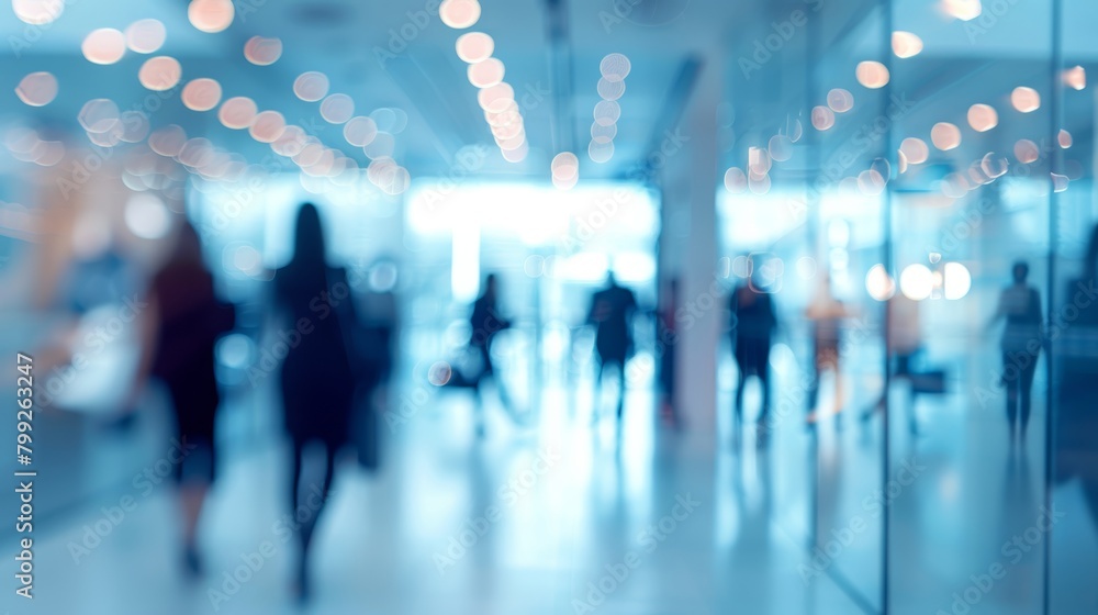 Modern Office Interior with Blurred Figures Generative AI Modern Office Interior with Blurred Figures Generative AI