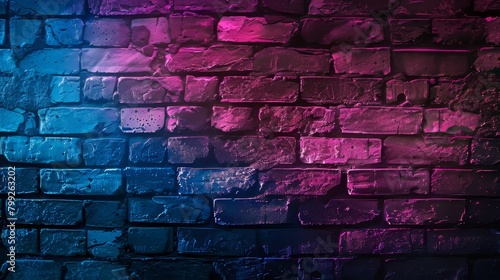 Rustic Neon Background with Brick Wall Texture Generative AI