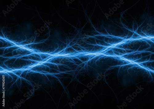 Blue lightning background, plasma and energy abstract