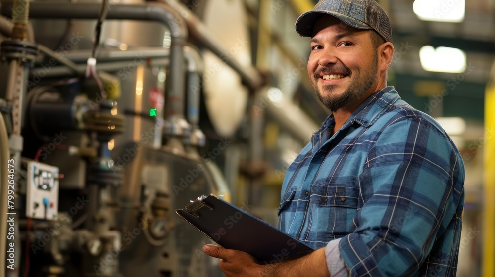 Industrial Worker Holding Clipboard Generative AI Industrial Worker Holding Clipboard Generative AI