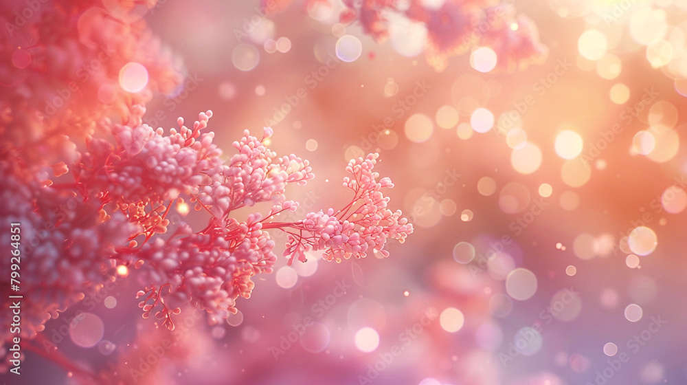 Soft coral particles float gently through a softly blurred landscape, evoking a sense of delicate beauty and tranquility. Soft coral particles float gently through a softly blurred landscape, evoking a sense of delicate beauty and tranquility.