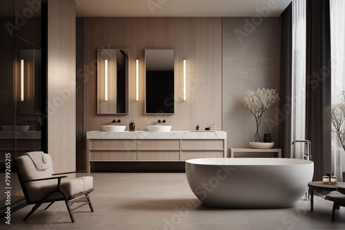 Luxurious interior of a modern bathroom.