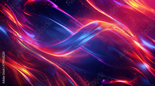 Colorful digital art of flowing light waves with a cosmic feel