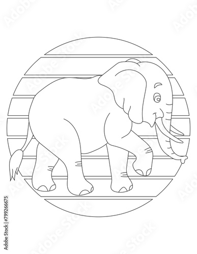Elephant Coloring Page. Wild Animal Coloring Page for Kids Who love jungles and wildlife