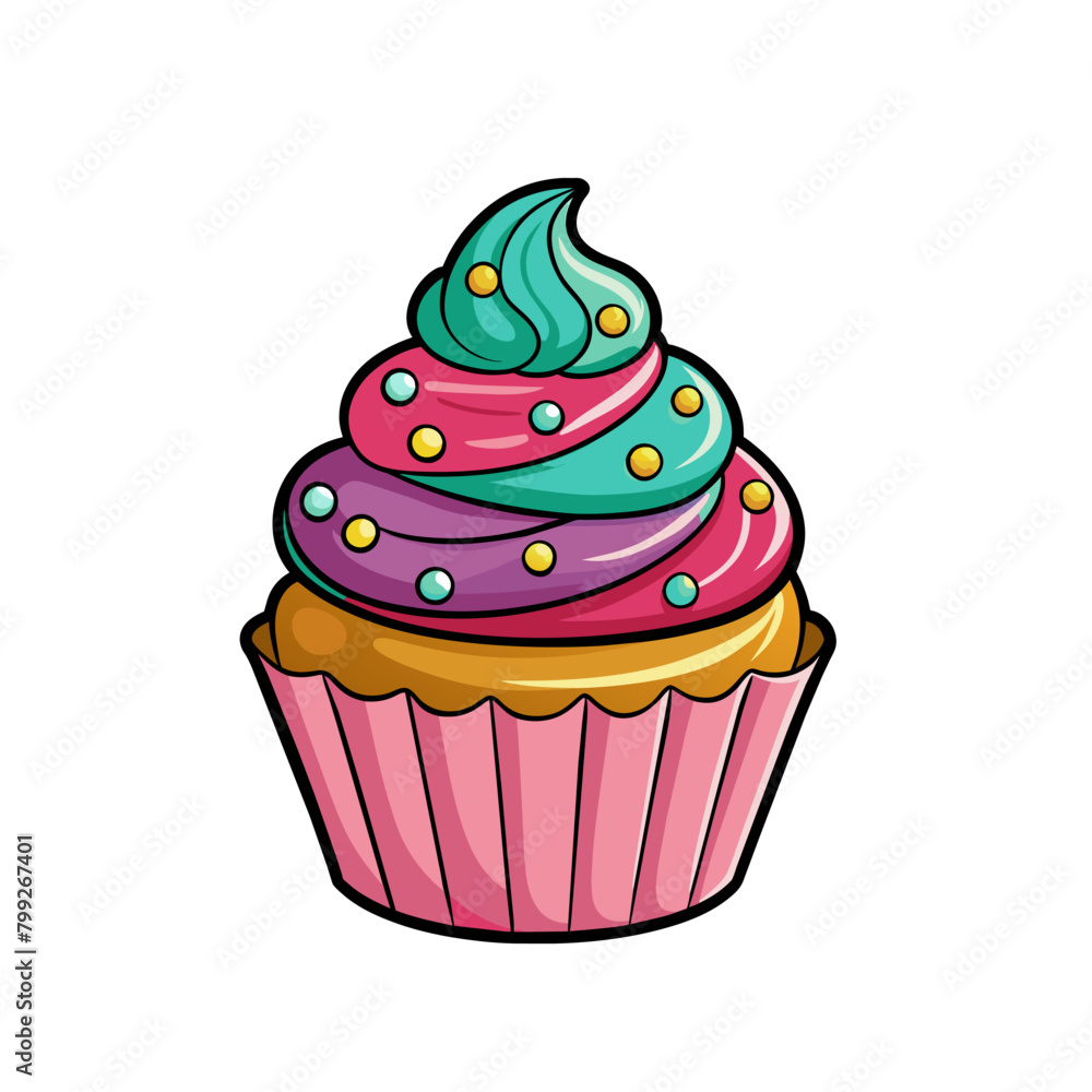 Delicious colorful cupcake and cream on top Delicious colorful cupcake and cream on top