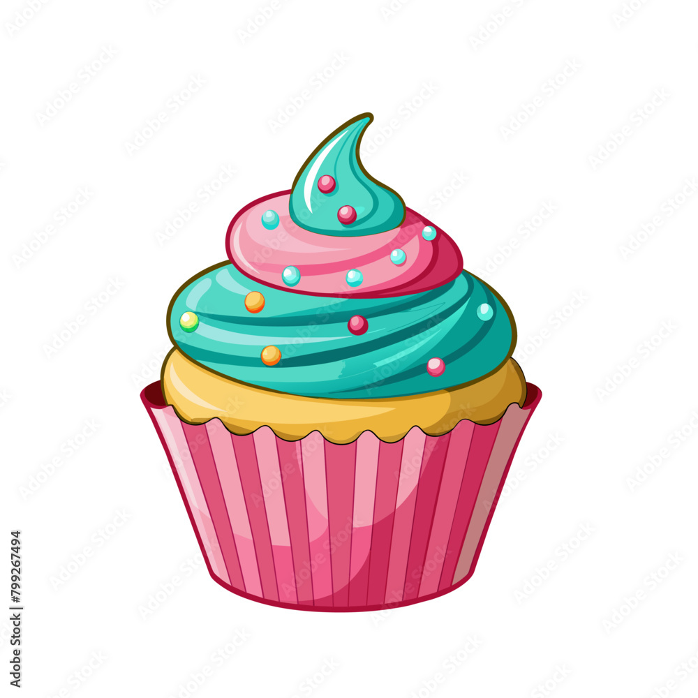 Delicious colorful cupcake and cream on top Delicious colorful cupcake and cream on top
