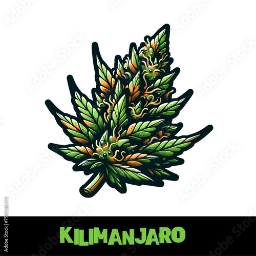 Vector Illustrated Kilimanjaro Cannabis Bud Strain Cartoon