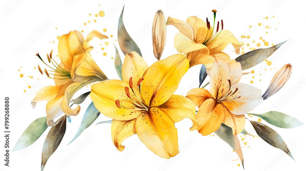 Fototapeta premium ILUSTRACION DE FLORES ESTILO ACUARELA PNG