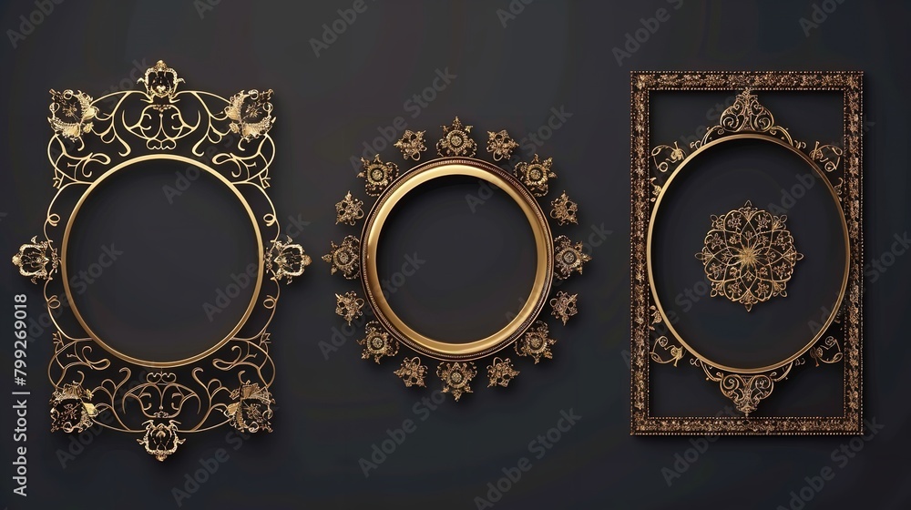 Luxury Golden Border Frame Set on a Dark Background Luxury Golden Border Frame Set on a Dark Background
