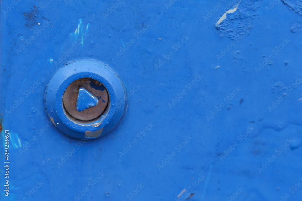 Close-up of Rusty Bolt on Blue Metal Surface Close-up of Rusty Bolt on Blue Metal Surface