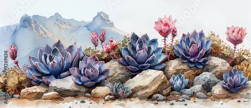 Desert Spoon Rosette-forming succulent with spoon-shaped leaves and tall flower spikes. photo