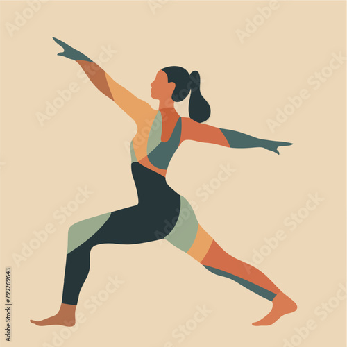 fitness yoga pose. minimal abstract vector illustration of a woman in a yoga position