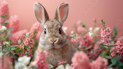 Ester Bunny with Soft Green Floral Motif - Minimal Design Inspiration Concept