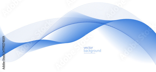 Smooth flow of wavy shape with gradient vector abstract background, light blue design curve line energy motion, relaxing music sound or technology.