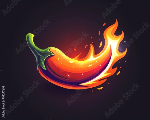 A classic symbol for spiciness The icon can depict a chili pepper with flames emanating from the top or wrapped around it to emphasize heat