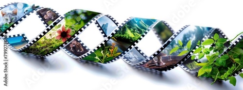 A film strip with various images of nature with animal and plant photo