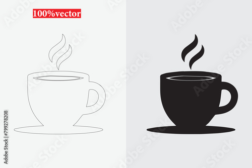 Black cup vector graphic set against a white background