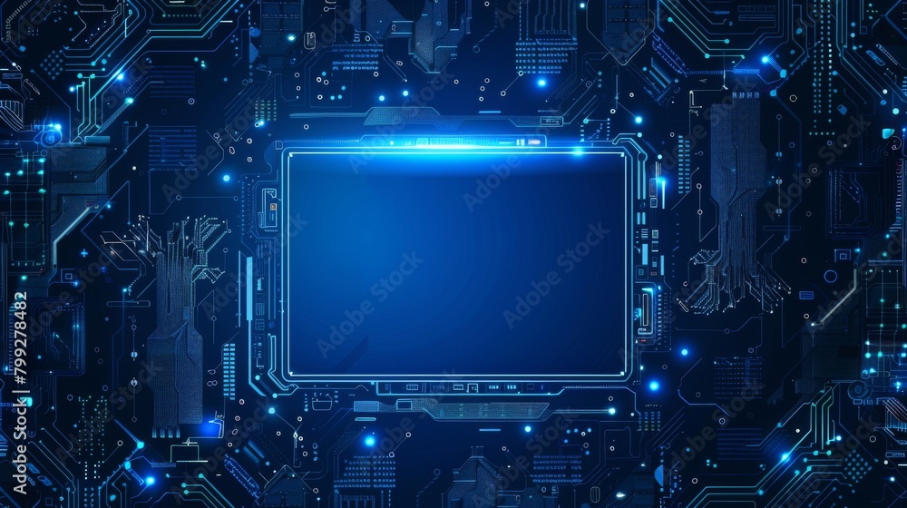Computer Circuit Board With Blue Light Computer Circuit Board With Blue Light