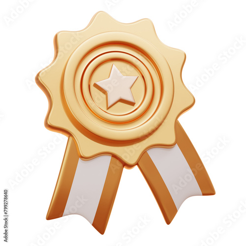 gold medal 3d icon illustration