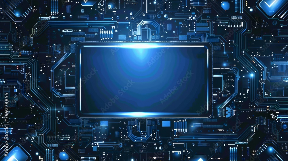 Computer Circuit Board With Blue Light Computer Circuit Board With Blue Light